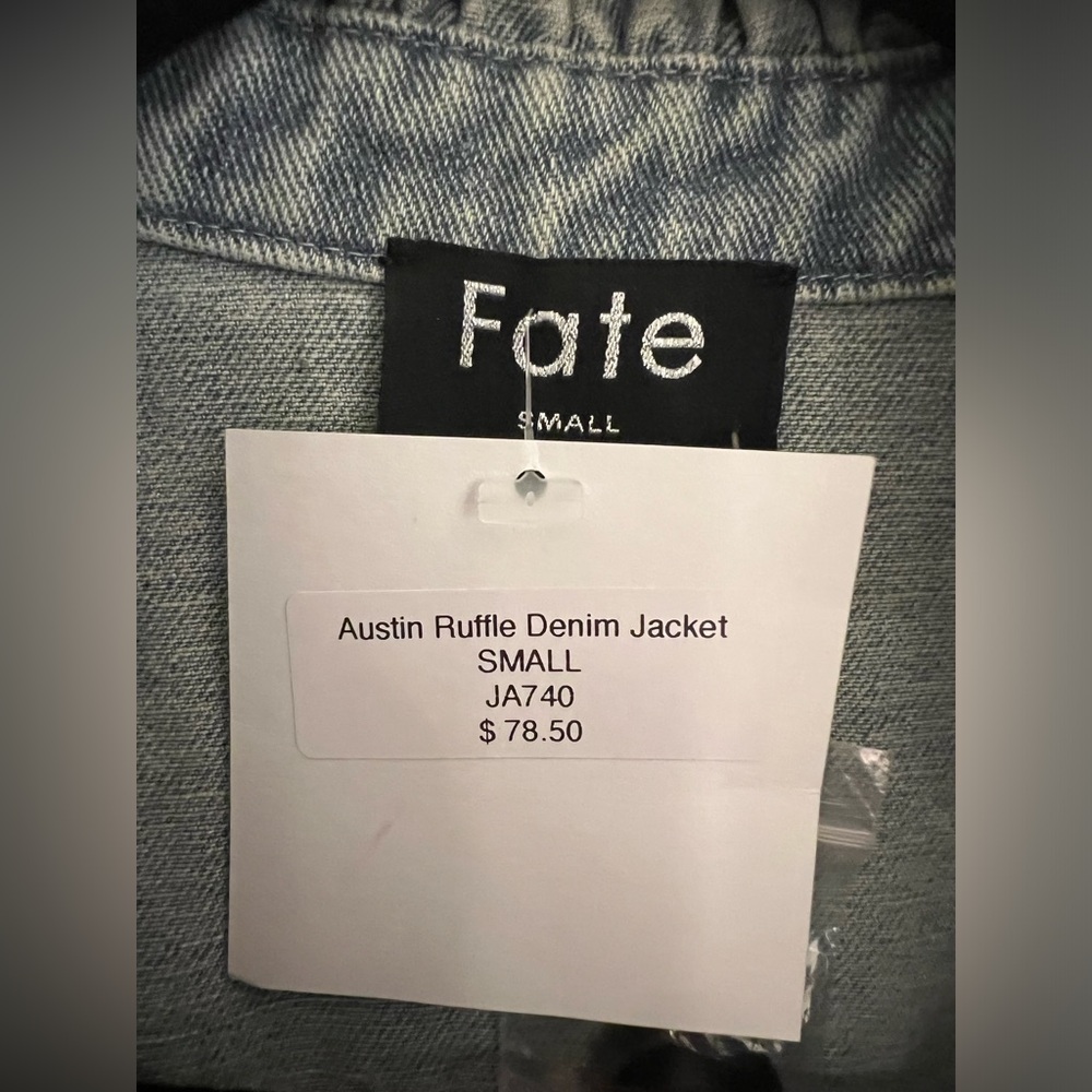 NWT Fate Ruffle Denim Jacket - Picture 4 of 8